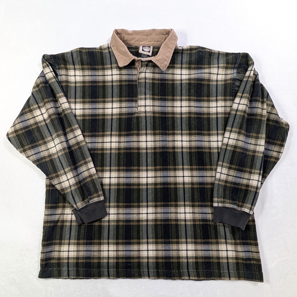 Vintage 90s‎ G.H. Bass Plaid Polo Shirt Men’s Large Long Sleeve Cotton